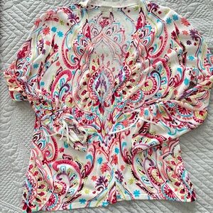 Chico’s Open Front Colorful Sweater